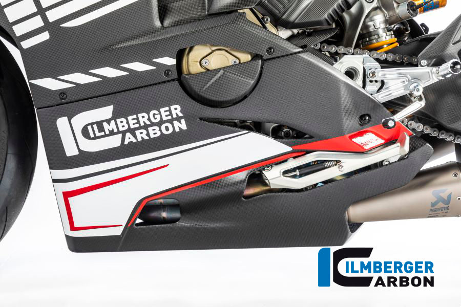 Ilmberger Carbon Bellypan compatible with Akrapovic slip on for 2018+ Ducati Panigale V4 / V4S / V4R