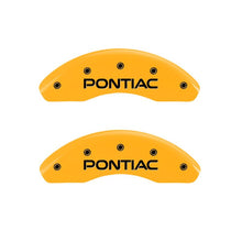 Laden Sie das Bild in den Galerie-Viewer, MGP 4 Caliper Covers Engraved Front Pontiac Rear Arrow Yellow Finish Black Char 2006 Pontiac G6