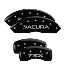 Laden Sie das Bild in den Galerie-Viewer, MGP 4 Caliper Covers Engraved Front Acura Engraved Rear TSX Black finish silver ch