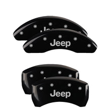 Cargar imagen en el visor de la galería, MGP 4 Caliper Covers Engraved Front &amp; Rear JEEP Black finish silver ch