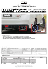 Laden Sie das Bild in den Galerie-Viewer, HKS SUPER TURBO MUFFLER  Ti Subaru VAB WRX STI/VAG WRX S4