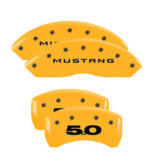 Laden Sie das Bild in den Galerie-Viewer, MGP 4 Caliper Covers Engraved Front Mustang Engraved Rear 50 Yellow finish black ch