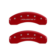 Load image into Gallery viewer, MGP 4 Caliper Covers Engraved Front &amp; Rear With out stripes/Journey Red finish silver ch