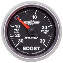 Load image into Gallery viewer, Autometer Sport-Comp II 52mm Full Sweep Electronic 30 In Hg-Vac/30 PSI Vacuum/Boost Gauge