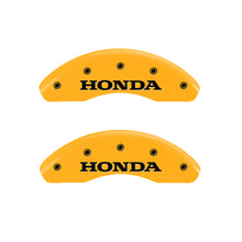 Load image into Gallery viewer, MGP 4 Caliper Covers Engraved Front &amp; Rear Honda Yellow finish black ch