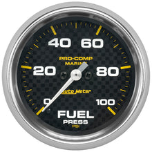 Cargar imagen en el visor de la galería, Autometer Marine Carbon Fiber 2-5/8in 100 PSI Digital Stepper Motor Fuel Pressure Gauge