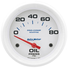 Laden Sie das Bild in den Galerie-Viewer, Autometer Marine White 2-5/8in 80PSI Electric Oil Pressure Gauge