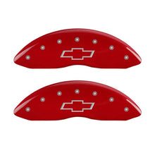 Cargar imagen en el visor de la galería, MGP 4 Caliper Covers Engraved Front &amp; Rear Bowtie Red finish silver ch