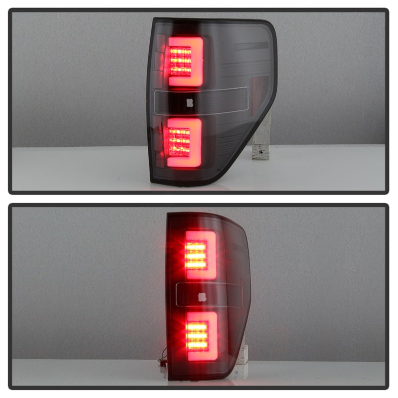 Spyder 09-14 Ford F150 V2 Light Bar LED Tail Lights - Black (ALT-YD-FF15009V2-LBLED-BK)