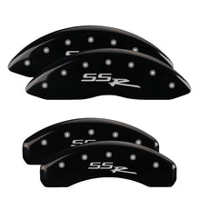 Cargar imagen en el visor de la galería, MGP 4 Caliper Covers Engraved Front &amp; Rear SSR Black finish silver ch