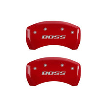 Laden Sie das Bild in den Galerie-Viewer, MGP Rear set 2 Caliper Covers Engraved Rear Boss Red finish silver ch