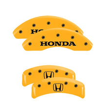 Laden Sie das Bild in den Galerie-Viewer, MGP 4 Caliper Covers Engraved Front Honda Rear H Logo Yellow Finish Black Char 2003 Honda Element