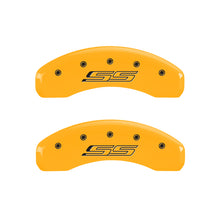 Cargar imagen en el visor de la galería, MGP 4 Caliper Covers Engraved Front &amp; Rear Gen 5/SS Yellow finish black ch