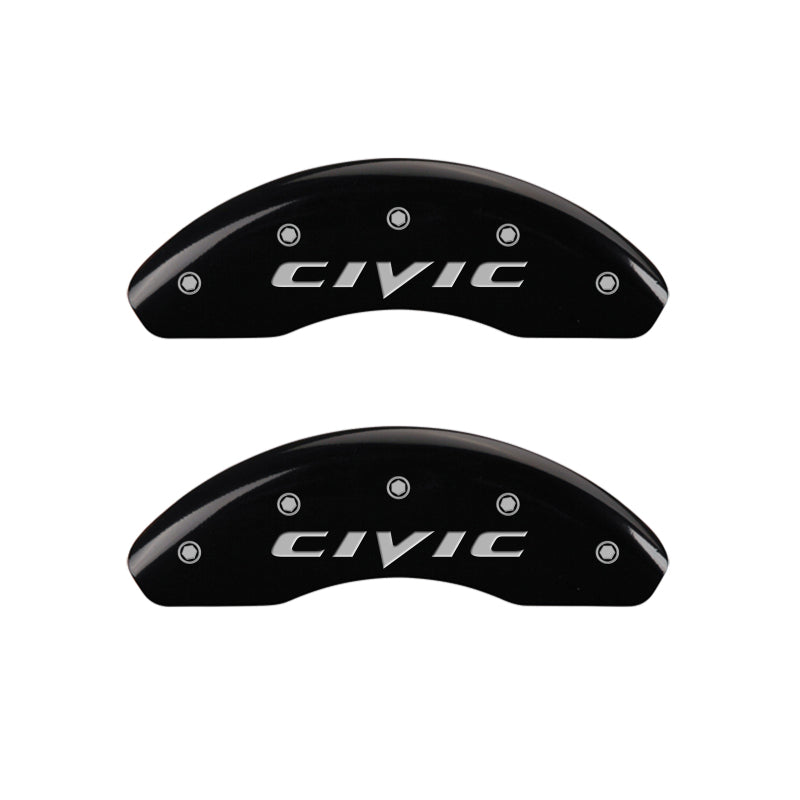 MGP 4 Caliper Covers Engraved Front Civic Engraved Rear 2015/CIVIC Black finish silver ch