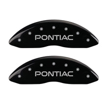 Laden Sie das Bild in den Galerie-Viewer, MGP 4 Caliper Covers Engraved Front Pontiac Engraved Rear GTO Black finish silver ch