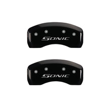 Load image into Gallery viewer, MGP 4 Caliper Covers Engraved Front &amp; Rear Sonic Black finish silver ch