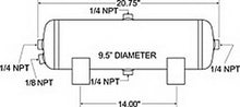 Carica l&#39;immagine nel visualizzatore di Gallery, Firestone Air Tank 5 Gallon 9.5in. x 20.75in. (4) 1/4in. NPT Ports 150 PSI - Black (WR17609246)