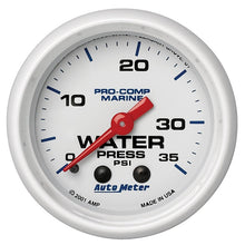 Laden Sie das Bild in den Galerie-Viewer, Autometer Marine White 2-1/16in 35 PSI Mechanical Water Pressure Gauge