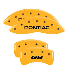 Laden Sie das Bild in den Galerie-Viewer, MGP 4 Caliper Covers Engraved Front Pontiac Rear G8 Yellow Finish Black Char 2008 Pontiac G8