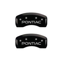 Load image into Gallery viewer, MGP 4 Caliper Covers Engraved Front &amp; Rear Pontiac Black Finish Silver Char 2004 Pontiac GTO