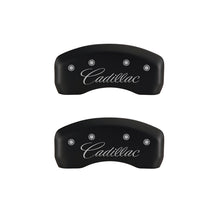 Laden Sie das Bild in den Galerie-Viewer, MGP 4 Caliper Covers Engraved Front &amp; Rear Cursive/Cadillac Red finish silver ch