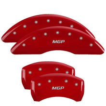 Cargar imagen en el visor de la galería, MGP 4 Caliper Covers Engraved Front &amp; Rear MGP Red Finish Silver Char 2019 BMW 530i Xdrive