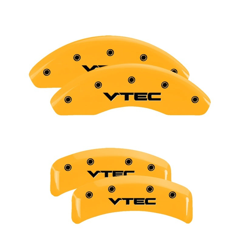 MGP 4 Caliper Covers Engraved Front & Rear Vtech Yellow Finish Black Char 2001 Acura TL