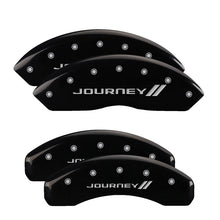 Load image into Gallery viewer, MGP 4 Caliper Covers Engraved Front &amp; Rear With stripes/Journey Black finish silver ch