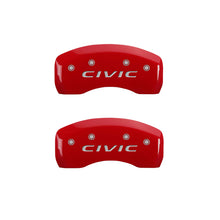 Load image into Gallery viewer, MGP 4 Caliper Covers Engraved Front 2016/CIVIC Engraved Rear 2016/CIVIC Red finish silver ch