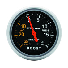 Carica l&#39;immagine nel visualizzatore di Gallery, Autometer Sport-Comp 2-5/8in 30 IN HG/20 PSI Mechanical Boost/Vacuum Gauge