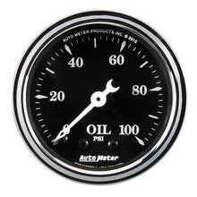 Cargar imagen en el visor de la galería, Auto Meter Gauge Oil Press 2 1/16in 100psi Mech Old Tyme Black