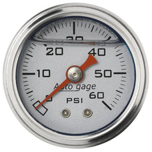 Carica l&#39;immagine nel visualizzatore di Gallery, Autometer AutoGage 1.5in Liquid Filled Mechanical 0-60 PSI Fuel Pressure Gauge - Silver