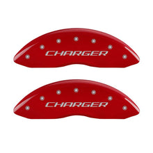 Cargar imagen en el visor de la galería, MGP 4 Caliper Covers Engraved Front &amp; Rear Block/Charger Red finish silver ch