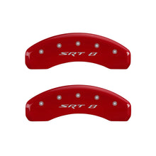 Cargar imagen en el visor de la galería, MGP 4 Caliper Covers Engraved Front &amp; Rear SRT8 Red finish silver ch