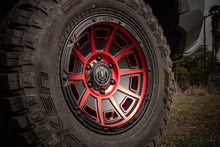 Cargar imagen en el visor de la galería, ICON Victory 17x8.5 5x4.5 0mm Offset 4.75in BS Satin Black w/Red Tint Wheel