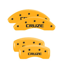 Load image into Gallery viewer, MGP 4 Caliper Covers Engraved Front &amp; Rear Cruze Yellow finish black ch