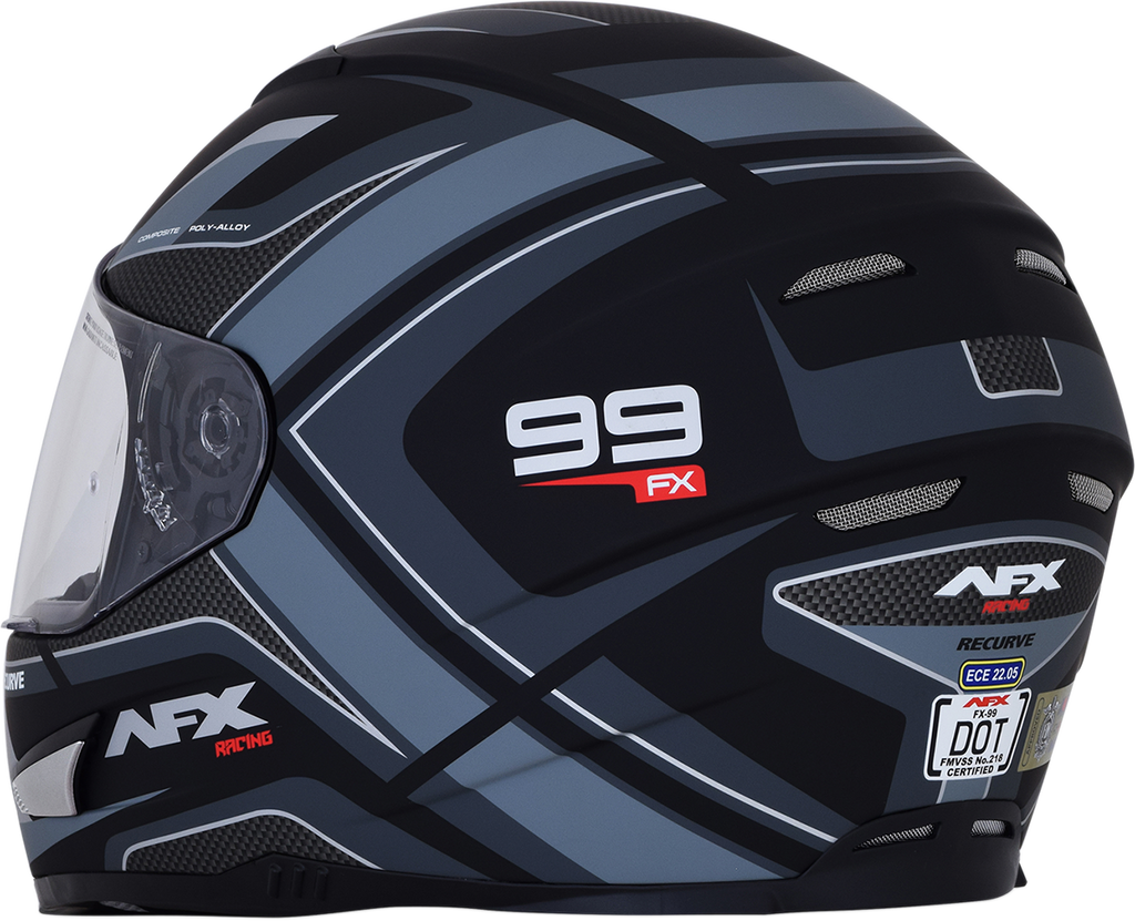 AFX FX-99 Helmet - Recurve - Matte Black/Gray - Small 0101-11136