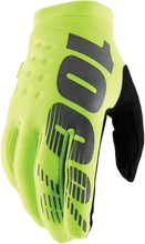 Laden Sie das Bild in den Galerie-Viewer, 100% Youth Brisker Gloves - Fluorescent Yellow - Large 10004-00010