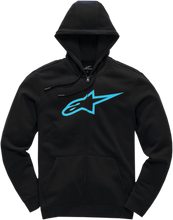 Charger l&#39;image dans la galerie, ALPINESTARS Ageless 2 Zip Hoodie - Black/Turquoise - XL 1038530521076XL