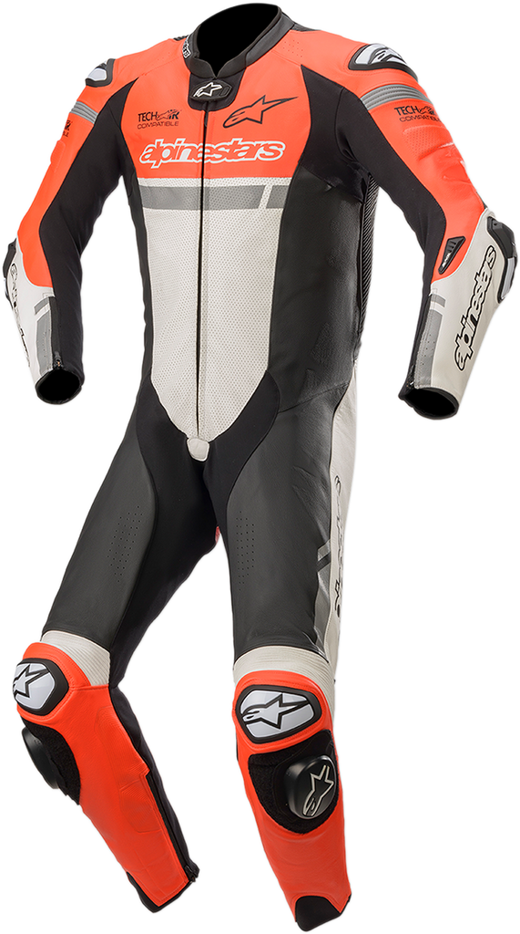 ALPINESTARS Missile Ignition 1-Piece Leather Suit - Red Fluorescent/White/Black - US 48 / EU 58 3150120-3001-58