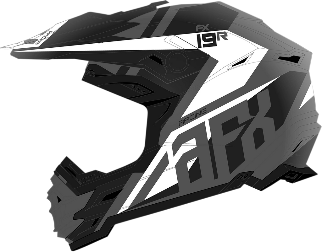 AFX FX-19R Helmet - Racing - Frost Gray - Large 0110-7075