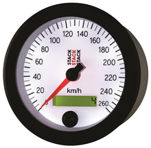 Charger l&#39;image dans la galerie, Autometer Stack Instruments 88MM 0-260 KM/H Programmable Speedometer - White