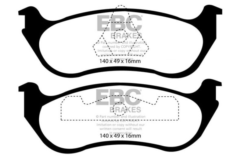 EBC 95-97 Ford Crown Victoria 4.6 (ABS) (Steel PisTons) Redstuff Rear Brake Pads