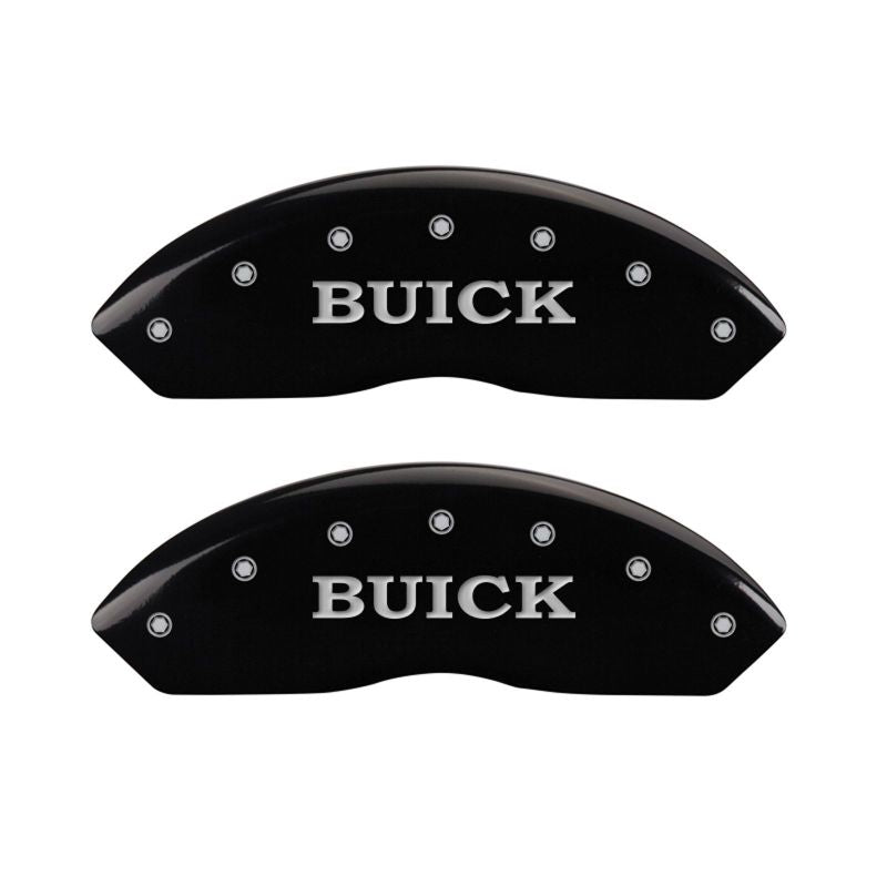 MGP 4 Caliper Covers Engraved Front Buick Engraved Rear Buick Shield Black finish silver ch