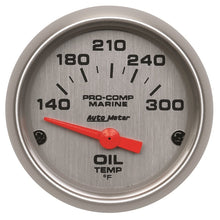 Laden Sie das Bild in den Galerie-Viewer, Autometer Marine Silver Ultra-Lite 2-1/16in Electric Oil Temperature Gauge 140-300 Deg F