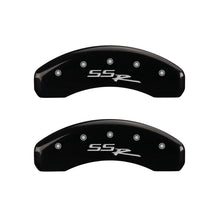 Cargar imagen en el visor de la galería, MGP 4 Caliper Covers Engraved Front &amp; Rear SSR Black finish silver ch