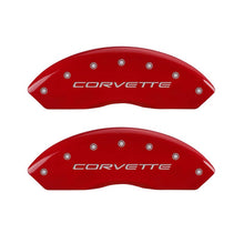 Laden Sie das Bild in den Galerie-Viewer, MGP 4 Caliper Covers Engraved Front C5/Corvette Engraved Rear C5/Z06 Red finish silver ch