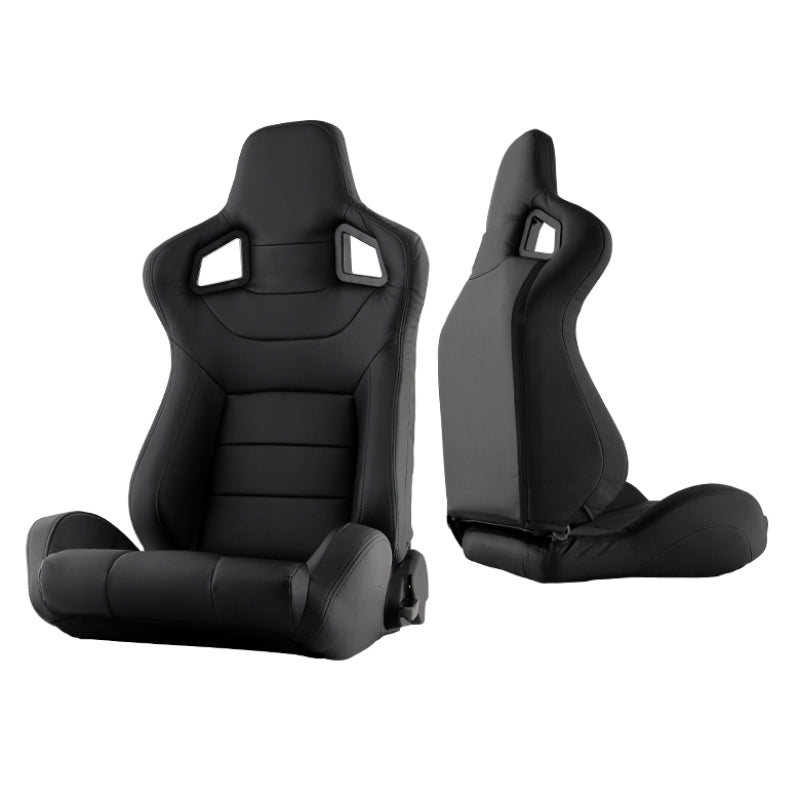 Xtune Scs Style Racing Seat Pu (Double Slider) Black/Black Driver Side RST-SCS-01-BK-DR