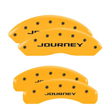 Cargar imagen en el visor de la galería, MGP 4 Caliper Covers Engraved Front &amp; Rear Avalanche Yellow finish black ch