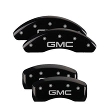 Carica l&#39;immagine nel visualizzatore di Gallery, MGP 4 Caliper Covers Engraved Front &amp; Rear GMC Black finish silver ch